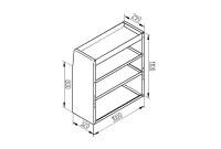 Alu Regalsystem 100x110x32/42cm (BxHxT)