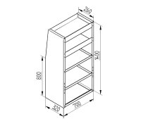 Alu Regalsystem 70x140x32/42cm (BxHxT)