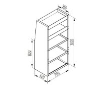 Alu Regalsystem 70x140x32/42cm (BxHxT)