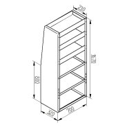 Alu Regalsystem 70x167x32/42cm (BxHxT)