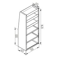 Alu Regalsystem 70x167x32/42cm (BxHxT)