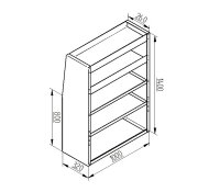 Alu Regalsystem 100x140x32/42cm (BxHxT)