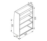 Alu Regalsystem 100x140x32/42cm (BxHxT)