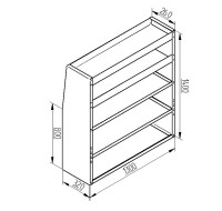Alu Regalsystem 130x140x32/42cm (BxHxT)