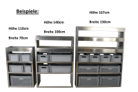 Alu Regalsystem 130x167x32/42cm (BxHxT)