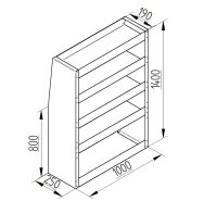 Regalsystem Bulli 100x140x25cm (BxHxT)