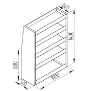 Regalsystem Bulli 100x140x32cm (BxHxT)